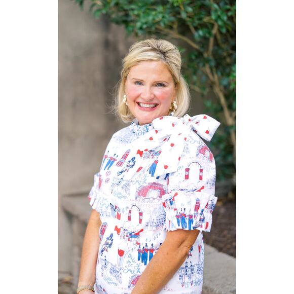 Pittypats Ole Miss Toile Wren Mini Dress Womens Size Large New Short Sleeve - Picture 2 of 16